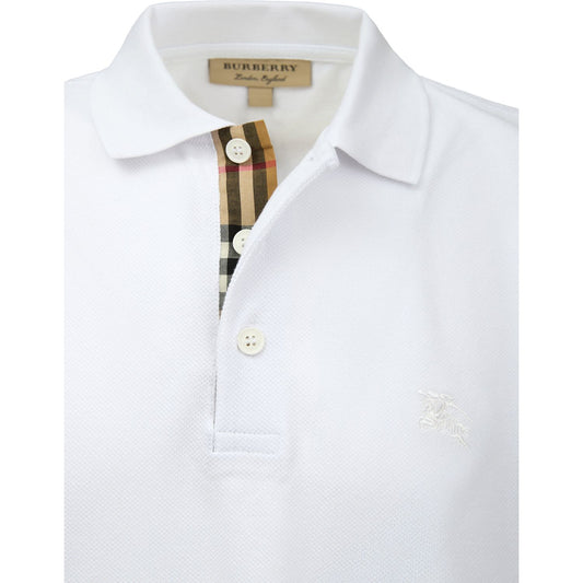 Burberry White Cotton Collared Polo Shirt