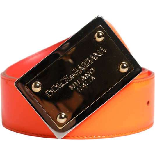 Dolce & Gabbana Orange Gold Tone Metal Logo Buckle Belt BEL9420-85