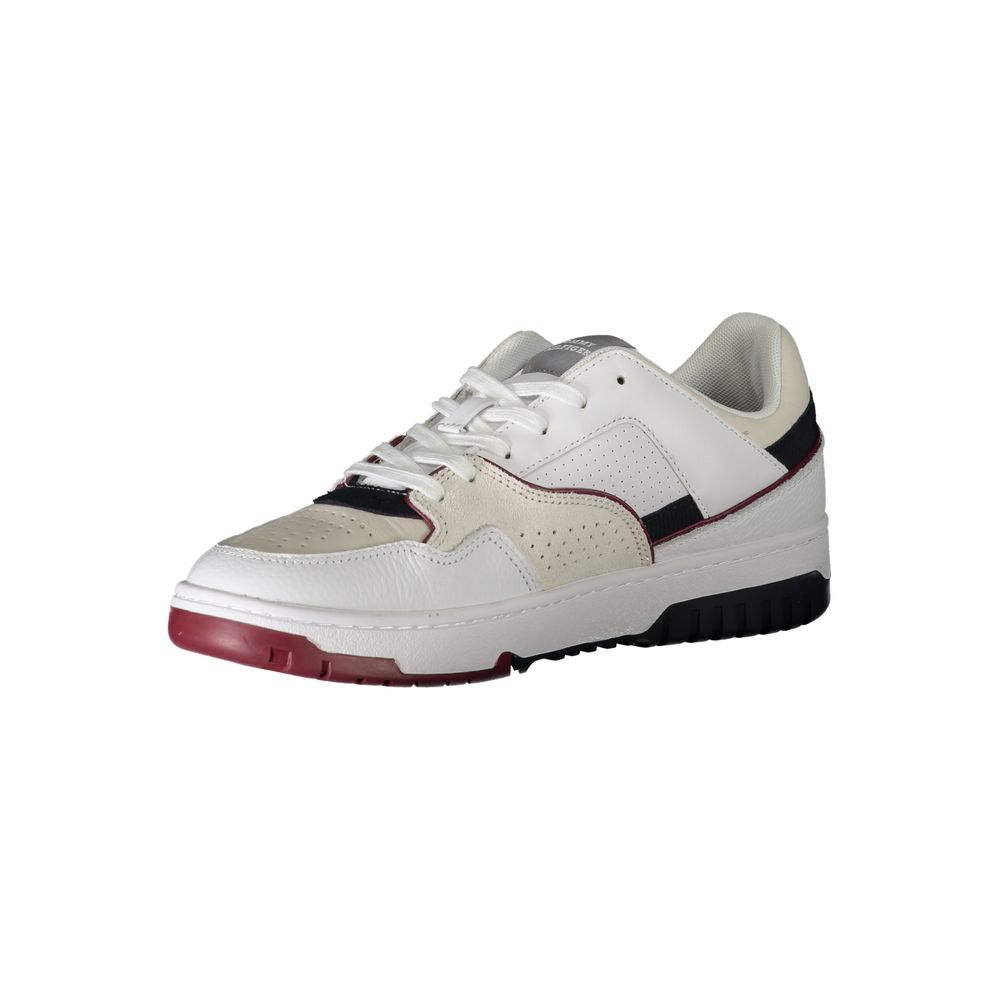 Tommy Hilfiger White Polyethylene Men Sneaker with sporty design and contrasting details, perfect for style and comfort.