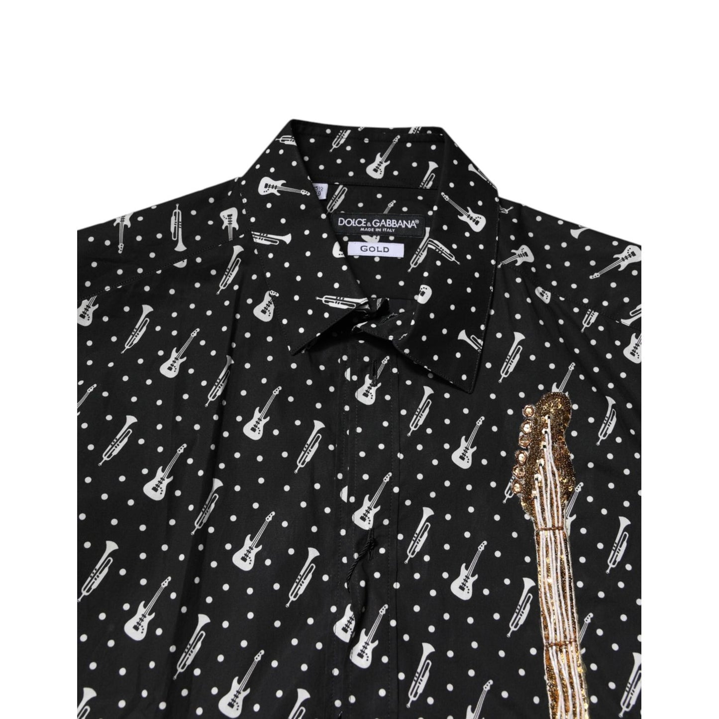 Dolce & Gabbana Black GOLD Instrument Embellished Shirt TSH90448-37