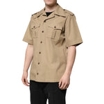 Dolce & Gabbana Brown Graphic Print Short Sleeves Shirt TSH90449-37