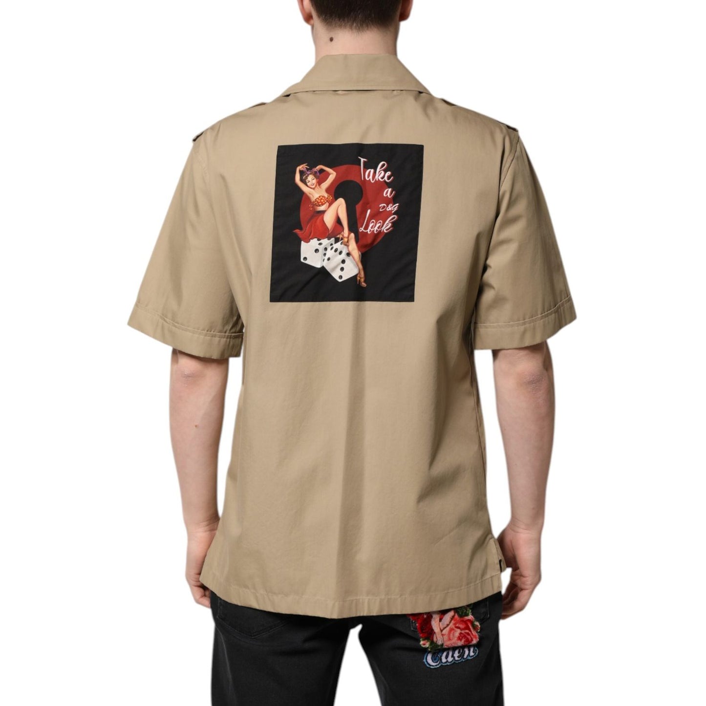 Dolce & Gabbana Brown Graphic Print Short Sleeves Shirt TSH90449-37