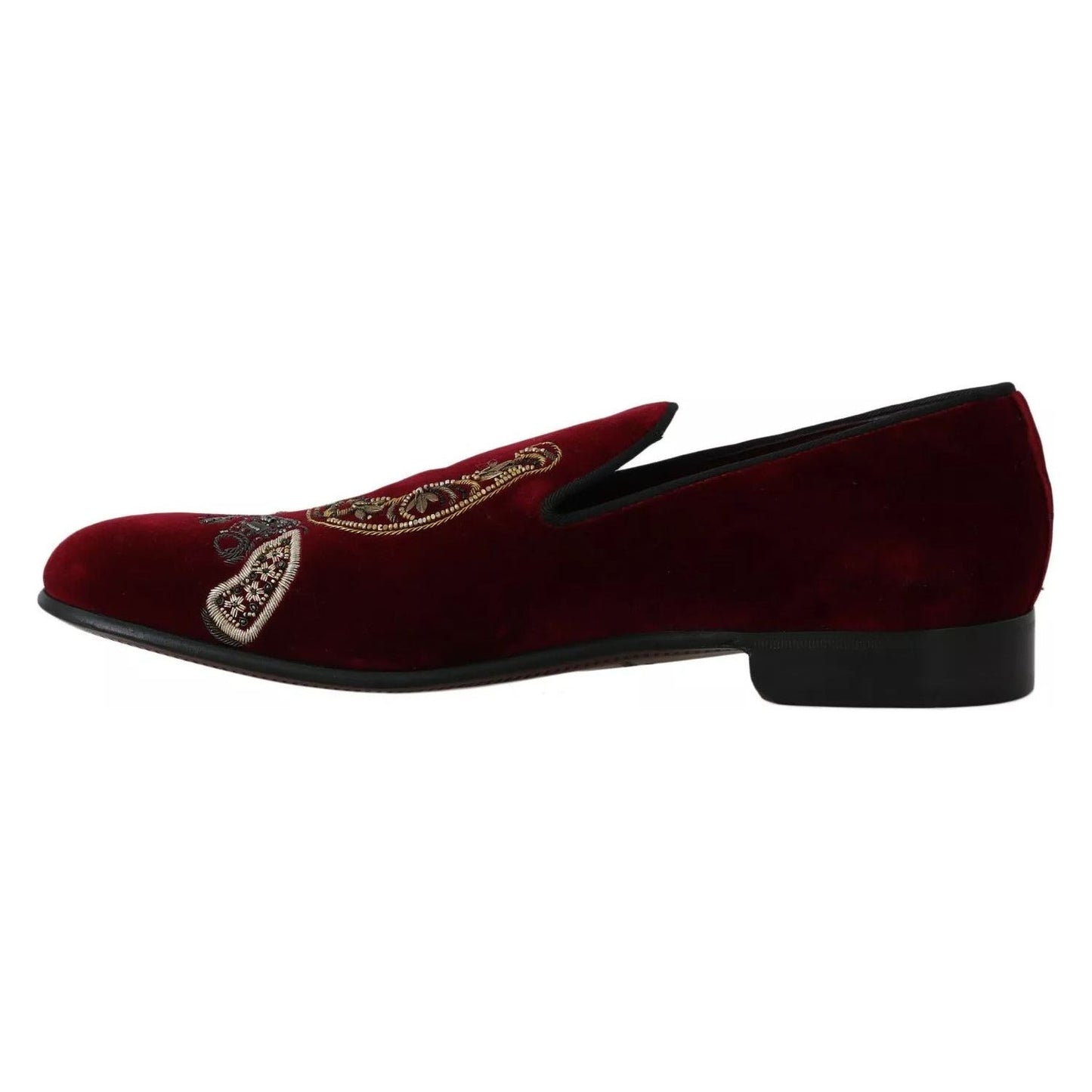 Dolce & Gabbana Bordeaux Velvet Loafers Gun Horseshoe Shoes