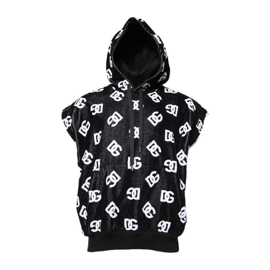 Dolce & Gabbana Black DG Cotton Hooded Sleeveless Sweater THS90350-60