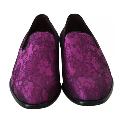 Dolce & Gabbana Purple Jacquard Loafers Dress Formal Shoes