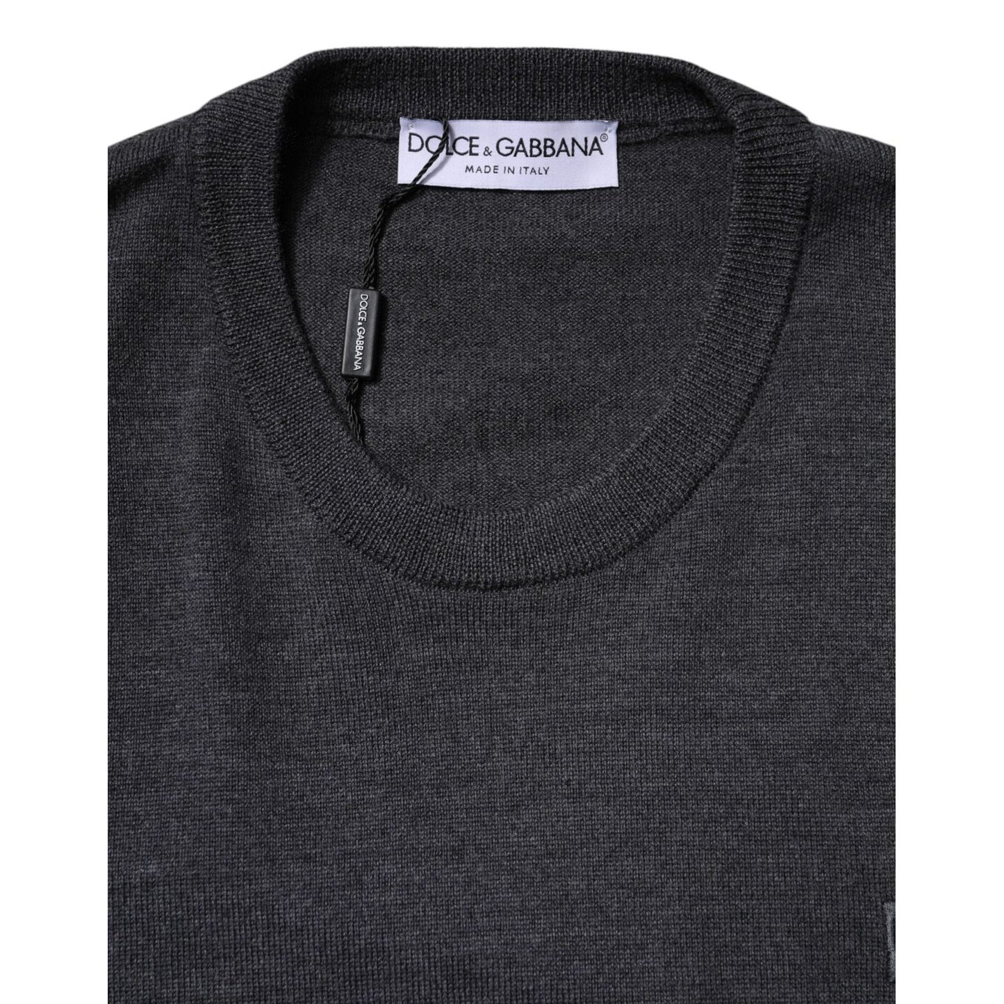Dolce & Gabbana Gray Wool Logo Knitted Men Pullover Sweater