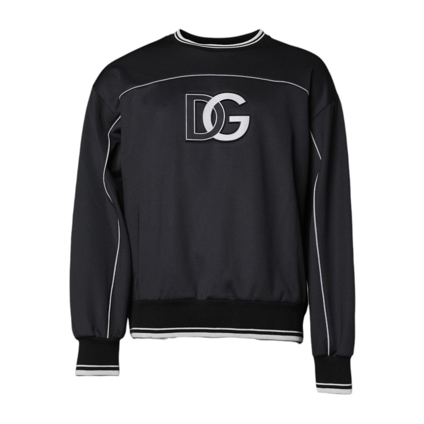 Dolce & Gabbana Black Logo Polyester Crew Neck Men Pullover Sweater TSH90303-54