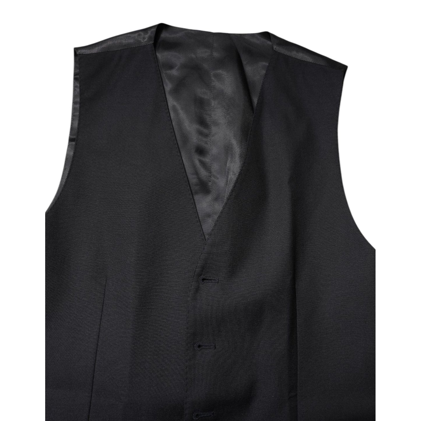 Dolce & Gabbana Black Wool Waistcoat Dress Formal Vest