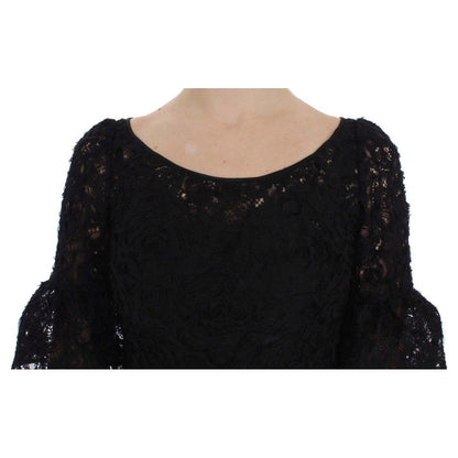 Dolce & Gabbana Black Floral Lace Long Bodycon Maxi Dress