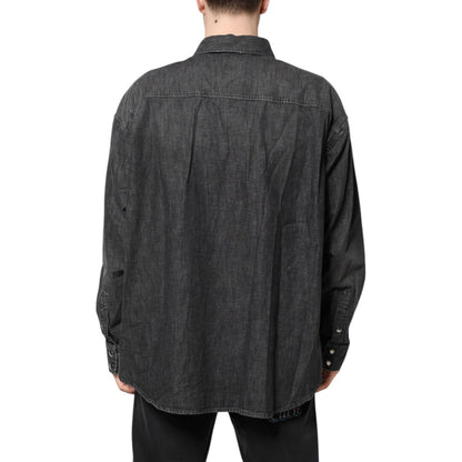 Dolce & Gabbana Gray Long Sleeves Button Down Denim Shirt