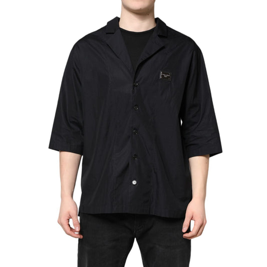 Dolce & Gabbana Black Short Sleeves Button Down Casual Shirt TSH90326-41
