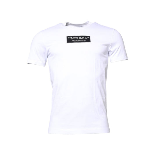 Dolce & Gabbana White Cotton Logo Patch Crew Neck T-shirt TSH90336-46