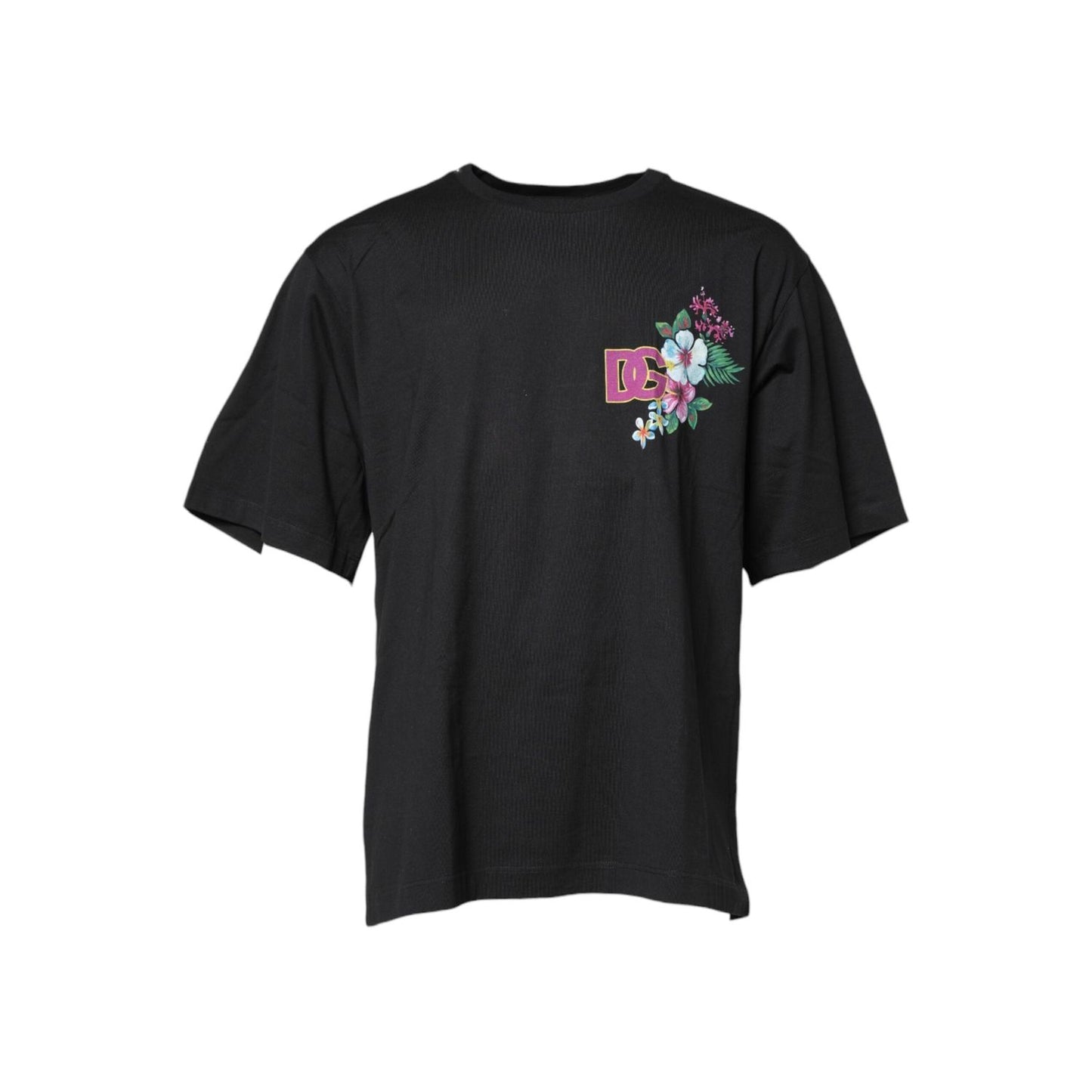 Dolce & Gabbana Black DG Floral Print Crew Neck T-shirt TSH90345-58