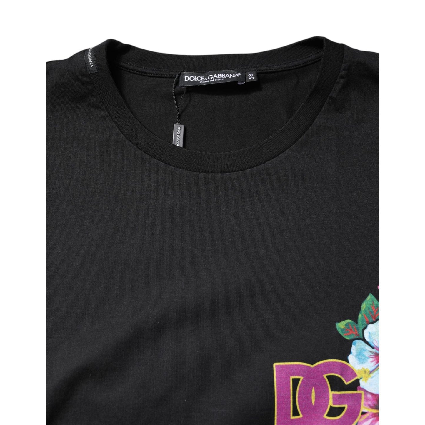Dolce & Gabbana Black DG Floral Print Crew Neck T-shirt TSH90345-58