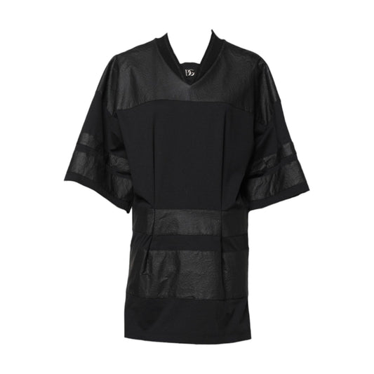 Dolce & Gabbana Black Cotton Short Sleeves V-neck T-shirt DR81685-40