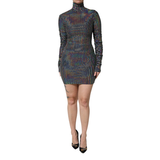 Dolce & Gabbana Black Embellished Nylon Bodycon Mini Dress DR81687-36