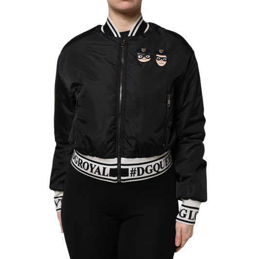Dolce & Gabbana Black Nylon #DGFamily Full Zip Bomber Jacket JKT41281-38