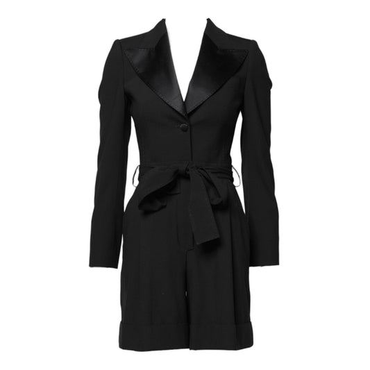 Dolce & Gabbana Black Wool Jumpsuit Dress Women Coat Jacket KOS1936-36