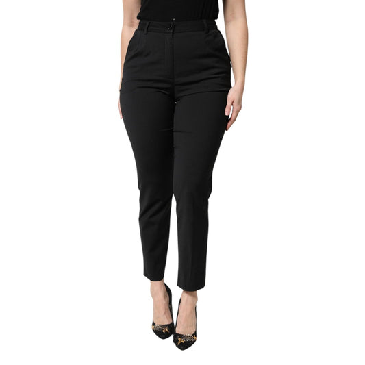 Dolce & Gabbana Black Polyester High Waist Slim Pants PAN76308-42