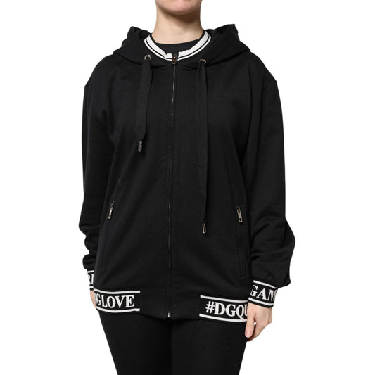 Dolce & Gabbana Black Cotton Hooded Full Zip Sweatshirt Sweater JKT41280-40