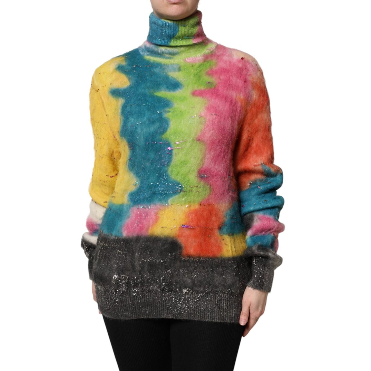 Dolce & Gabbana Multicolor Mohair Turtleneck Pullover Sweater