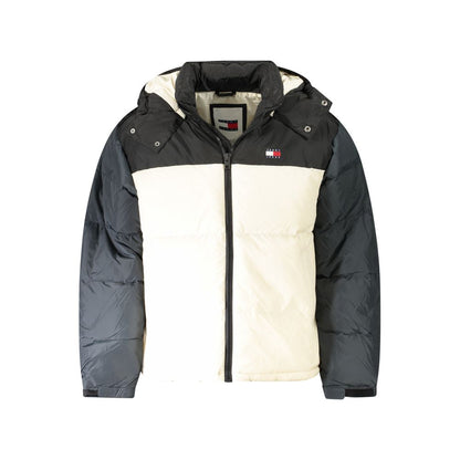 Tommy Hilfiger Black Recycled Polyester Men Jacket with removable hood and contrasting details