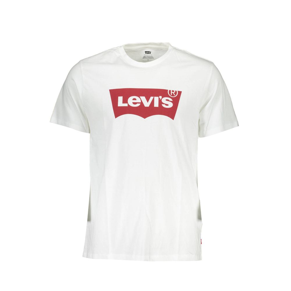 Levi's White Cotton Men T-Shirt with bold red logo on the front, made from high-quality cotton for comfort and style.