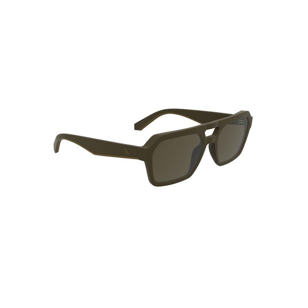 Calvin Klein Brown Bio-Based Fabric Men Sunglasses with eco-friendly square frames, perfect for stylish and sustainable fashion enthusiasts.