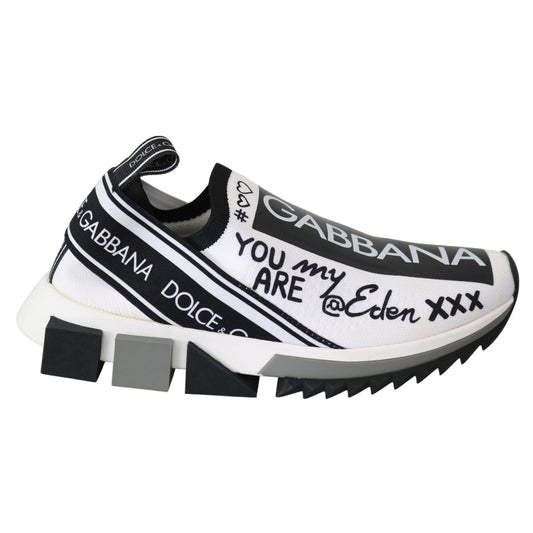 Dolce & Gabbana White Black Slip On Sorrento Sneakers LA8152-36