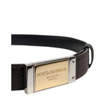 Dolce & Gabbana Black Blue Leather Gold Buckle Reversible Belt