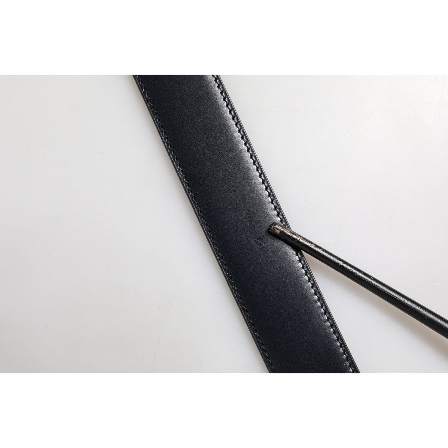 Dolce & Gabbana Black Blue Leather Gold Buckle Reversible Belt