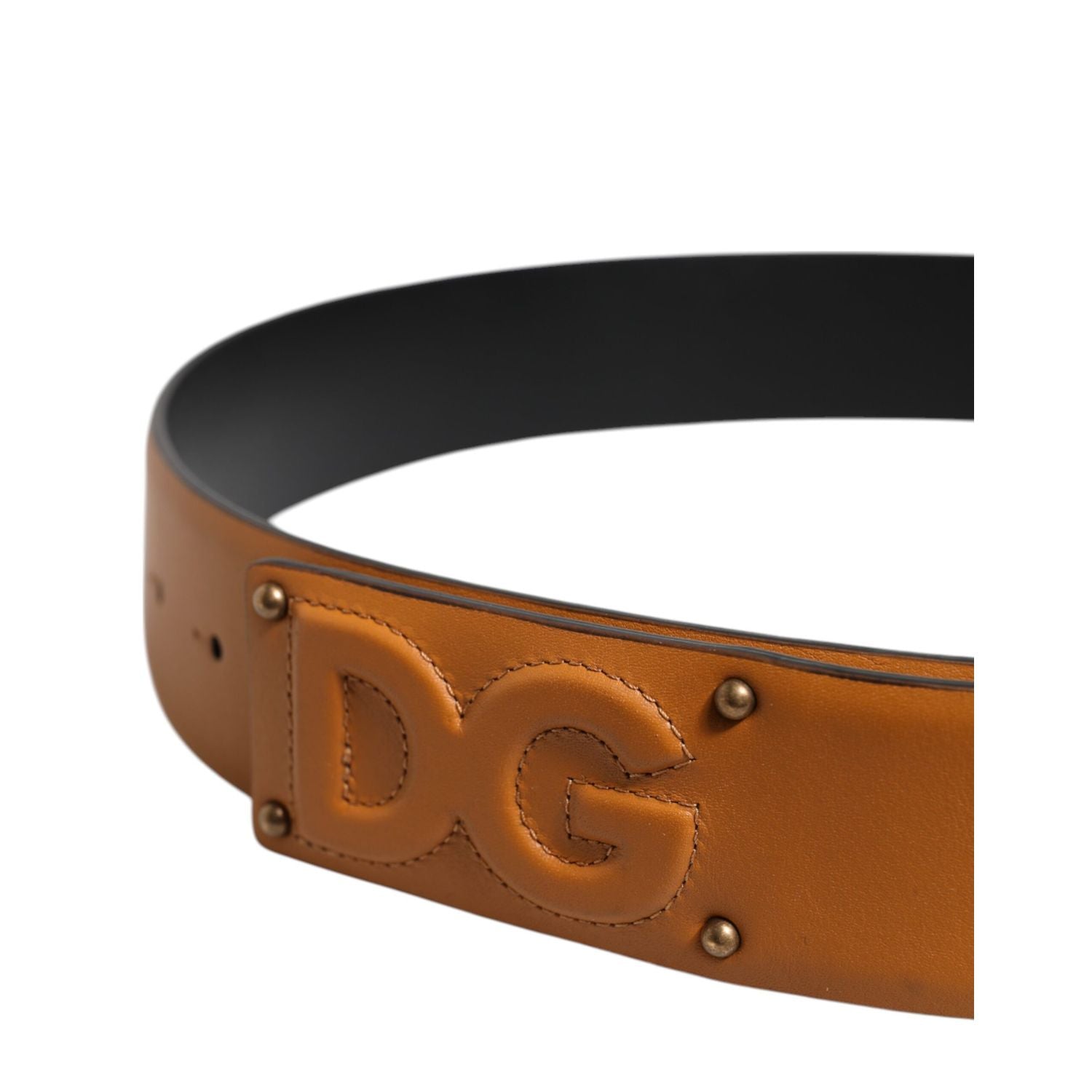 Dolce & Gabbana Brown Leather Buckle DG Logo Embossed Belt