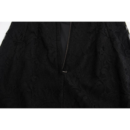 Dolce & Gabbana Black Floral Lace Long Ball Maxi Dress