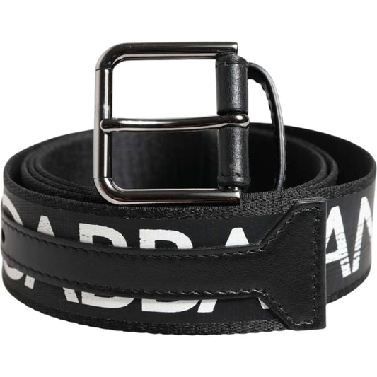 Dolce & Gabbana Black White DG Logo Brass Metal Buckle Belt BEL9440-100