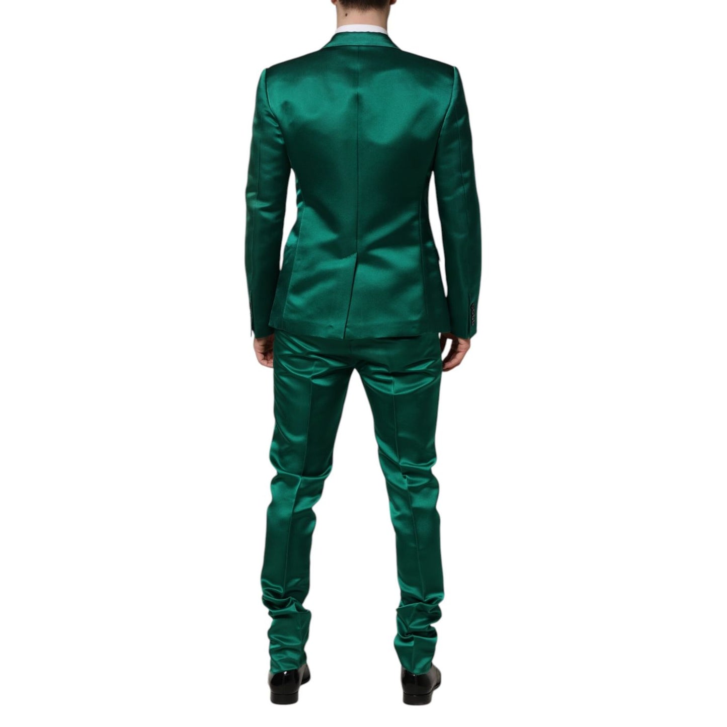 Dolce & Gabbana Green Silk 3 Piece Single Breasted Suit Dolce & Gabbana