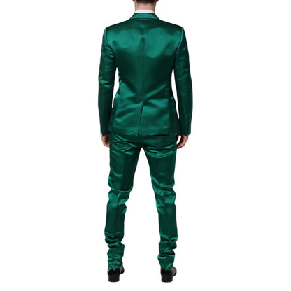Dolce & Gabbana Green Silk 3 Piece Single Breasted Suit Dolce & Gabbana