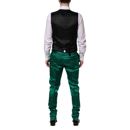 Dolce & Gabbana Green Silk 3 Piece Single Breasted Suit Dolce & Gabbana