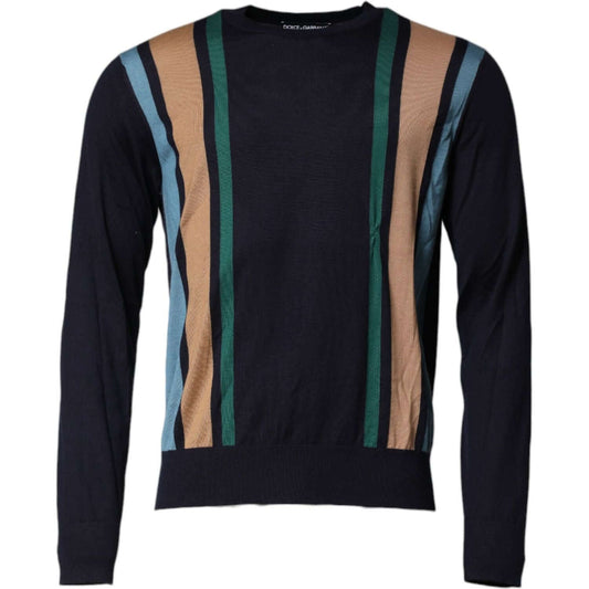 Dolce & Gabbana Multicolor Stripes Crew Neck Pullover Sweater TSH90521-48