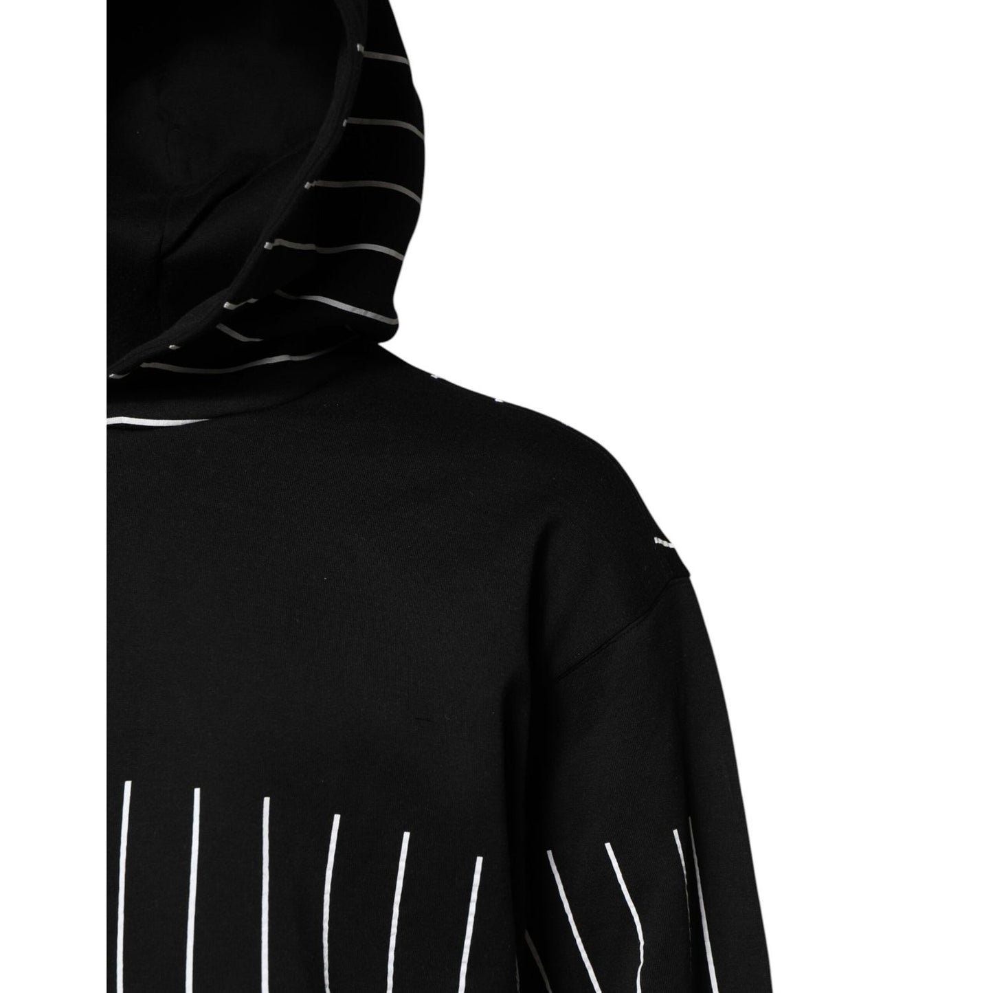 Dolce & Gabbana Black White Stripe Hooded Sweatshirt Sweater