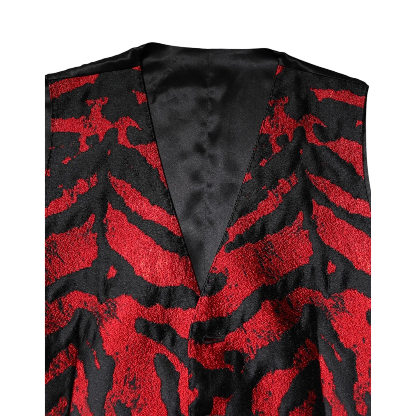 Dolce & Gabbana Red Black Stripe Dress Formal Waistcoat Vest