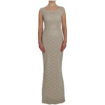 Dolce & Gabbana Beige Ricamo Cutout Cotton Sheath Dress NOC10101-1