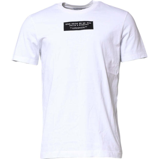 Dolce & Gabbana White Cotton Logo Patch Crew Neck T-shirt TSH90508-48