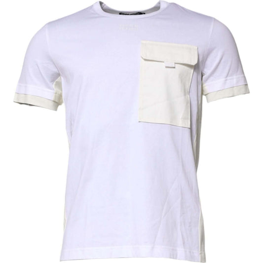 Dolce & Gabbana White Cotton Pocket Short Sleeves T-shirt TSH90610-48