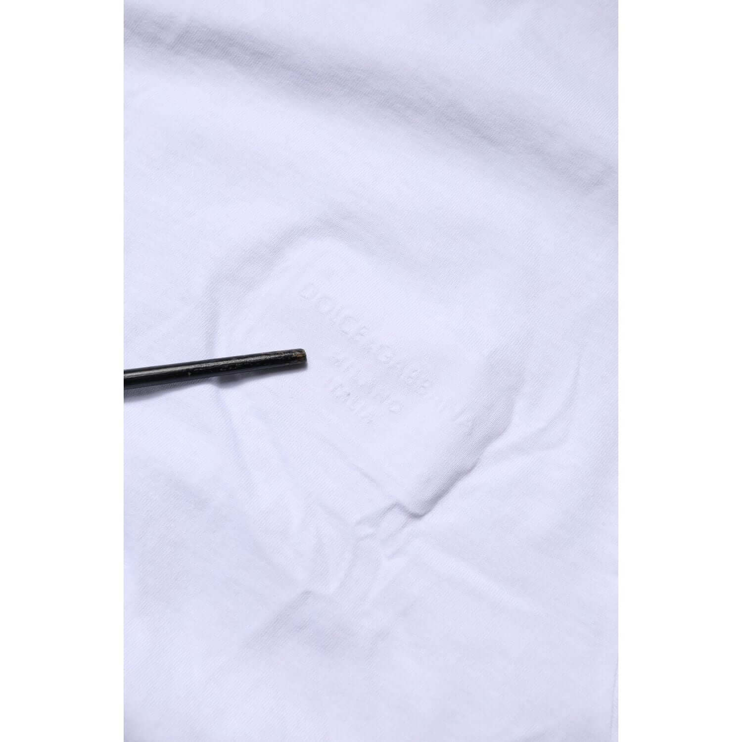 Dolce & Gabbana White Cotton Logo Patch Crew Neck T-shirt