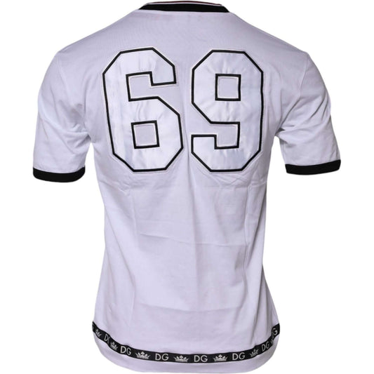 Dolce & Gabbana White Cotton Crown King Embroidery T-shirt TSH90630-44