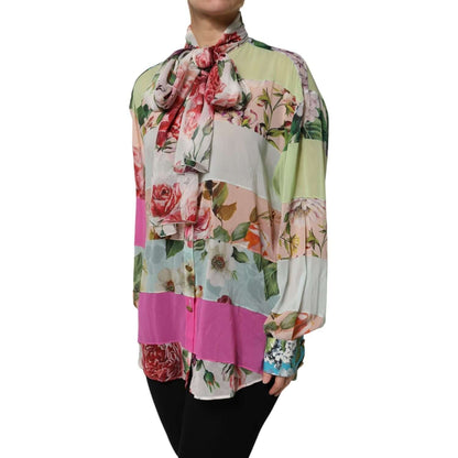 Dolce & Gabbana Multicolor Floral Patchwork Long Sleeves Top