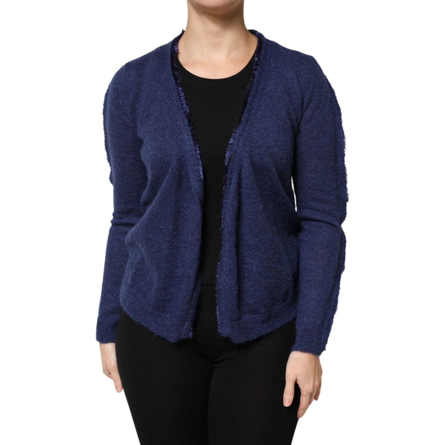 Ballantyne Dark Blue Long Sleeves Overcoat Cardigan Sweater