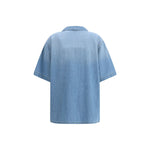 Fabiana Filippi Short sleeve denim Shirt with classic collar and sequin details, back view, made from 100% cotton, SS25 collection.