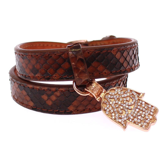 Nialaya Chic Snakeskin Leather & Gold Cuff Bracelet Bracelet Nialaya Dark Slate Gray