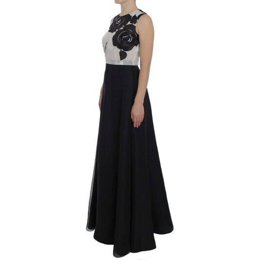 Dolce & Gabbana Elegant Floral Silk Full Length Dress Dolce & Gabbana Dark Gray